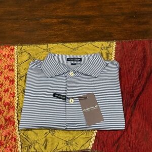 Peter Millar Men's Medium Ocean Blue Ambrose Performance Jersey Polo MSRP $115